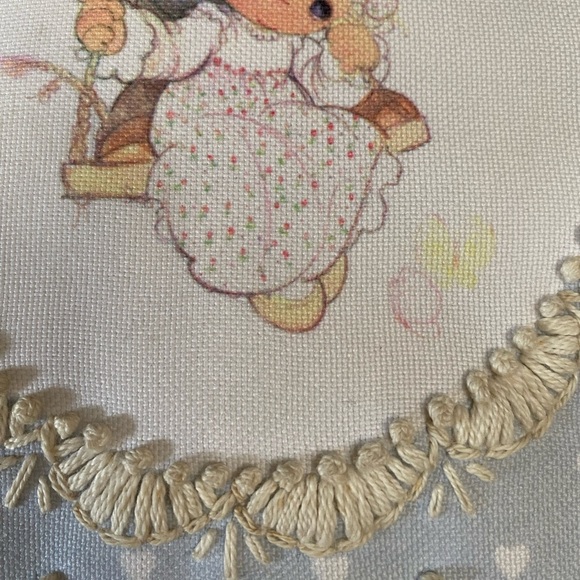 Vintage Decor Pillow Precious Moment Embroidered and lace trim12x 12” - Picture 3 of 8